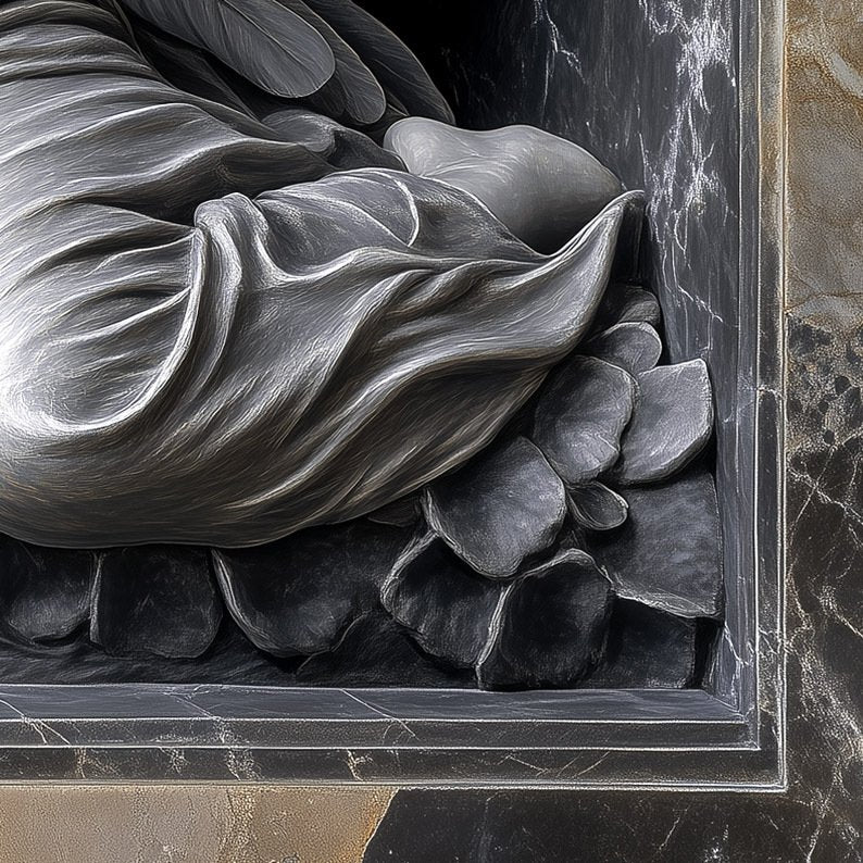 Sleeping Angel Black Marble