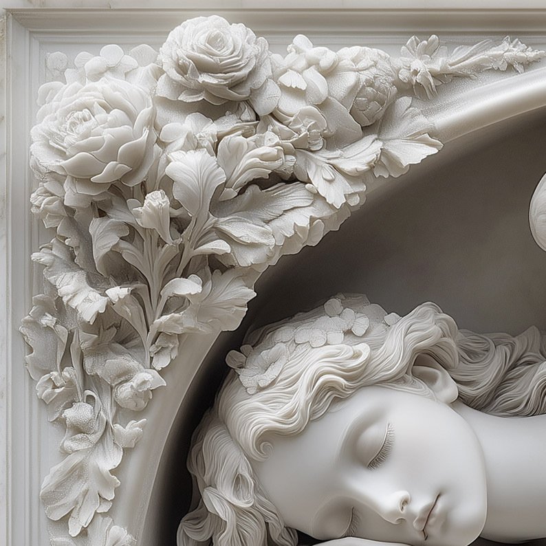 Sleeping Angel White Marble 3