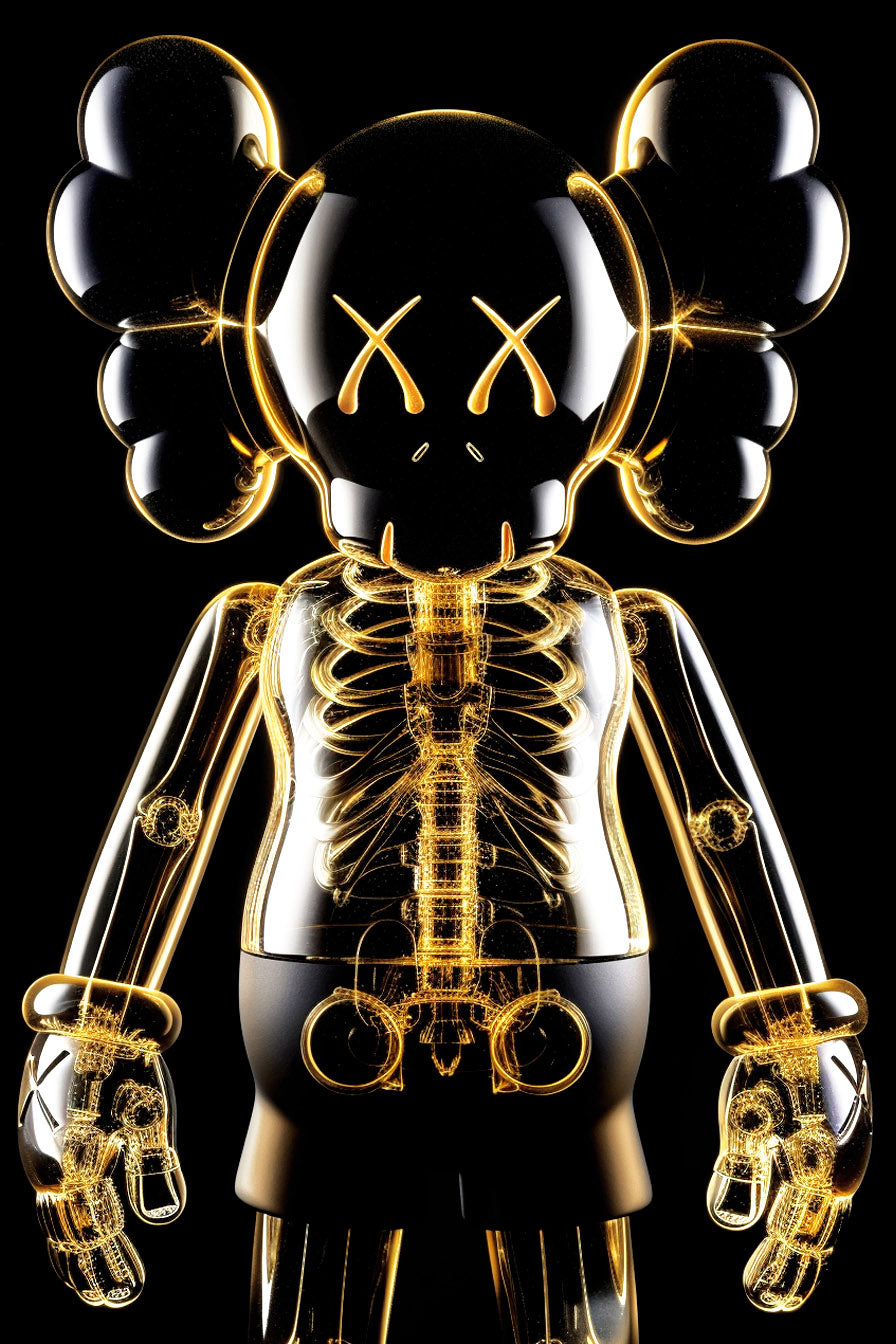 24k Black Shiny Transparent Kaws