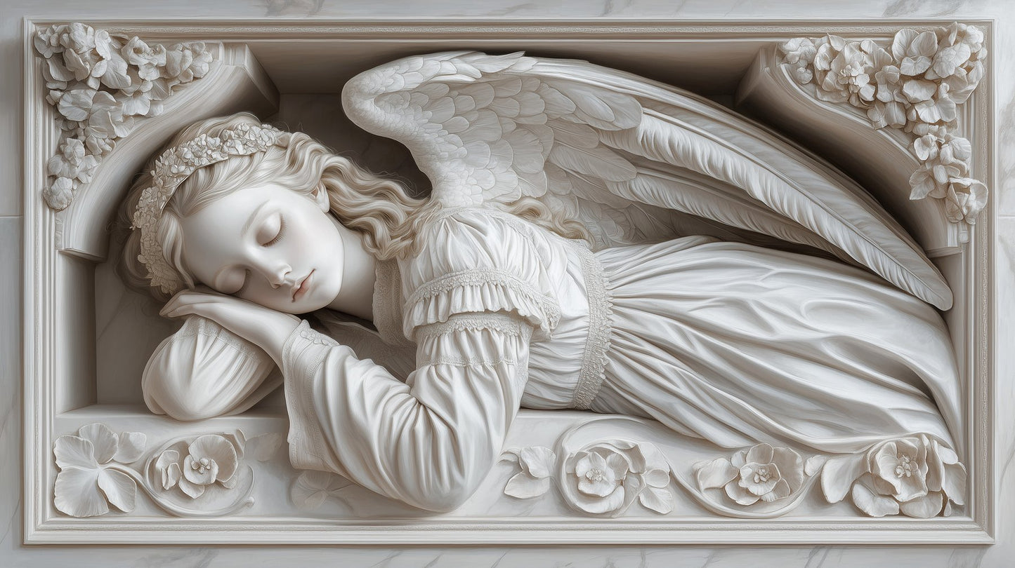 Sleeping Angel White Marble