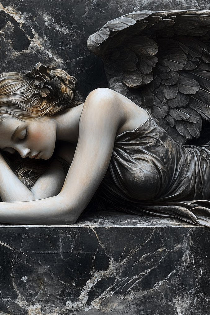 Sleeping Angel Black Marble 2