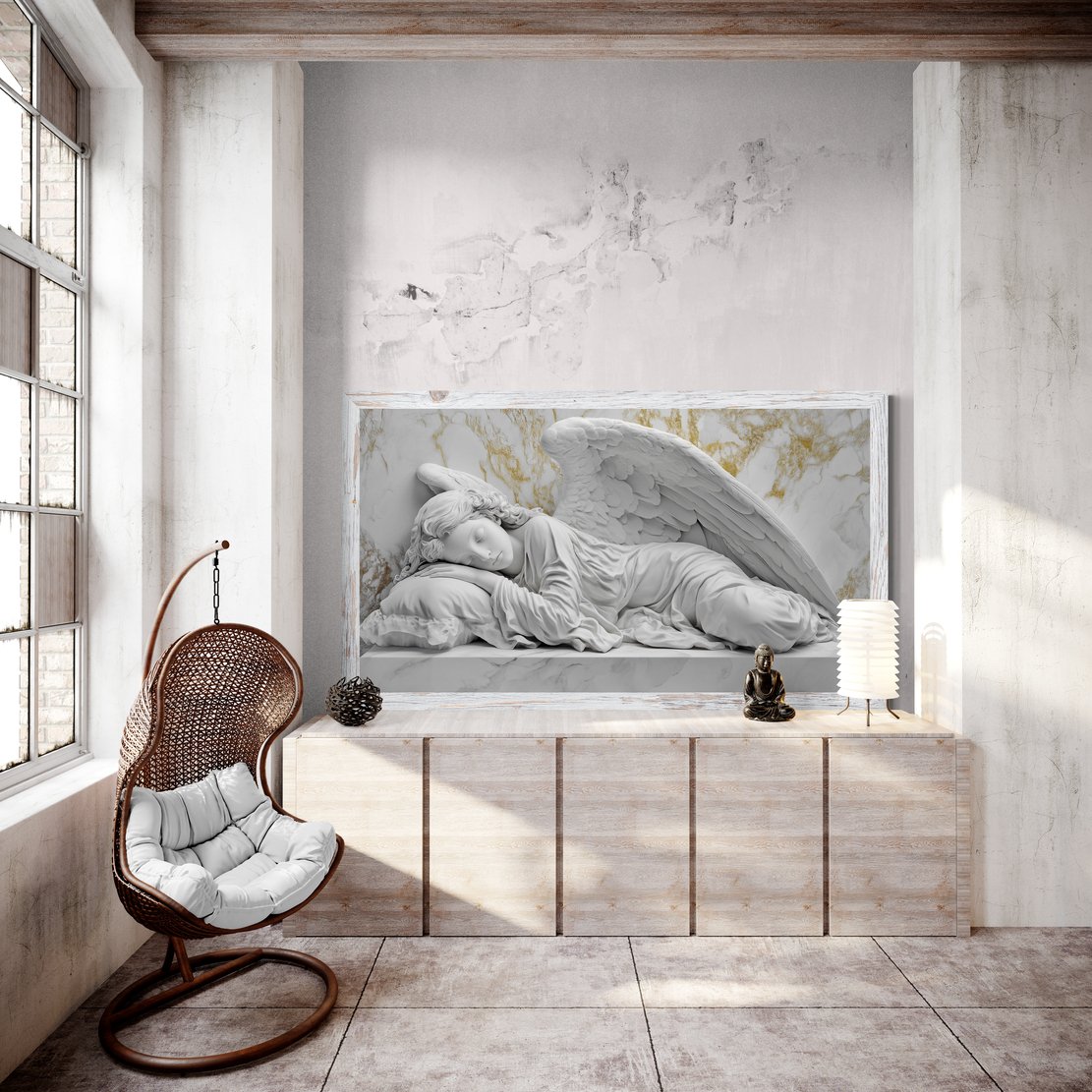 Sleeping Angel White Marble 2