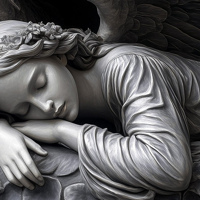 Sleeping Angel Black Marble
