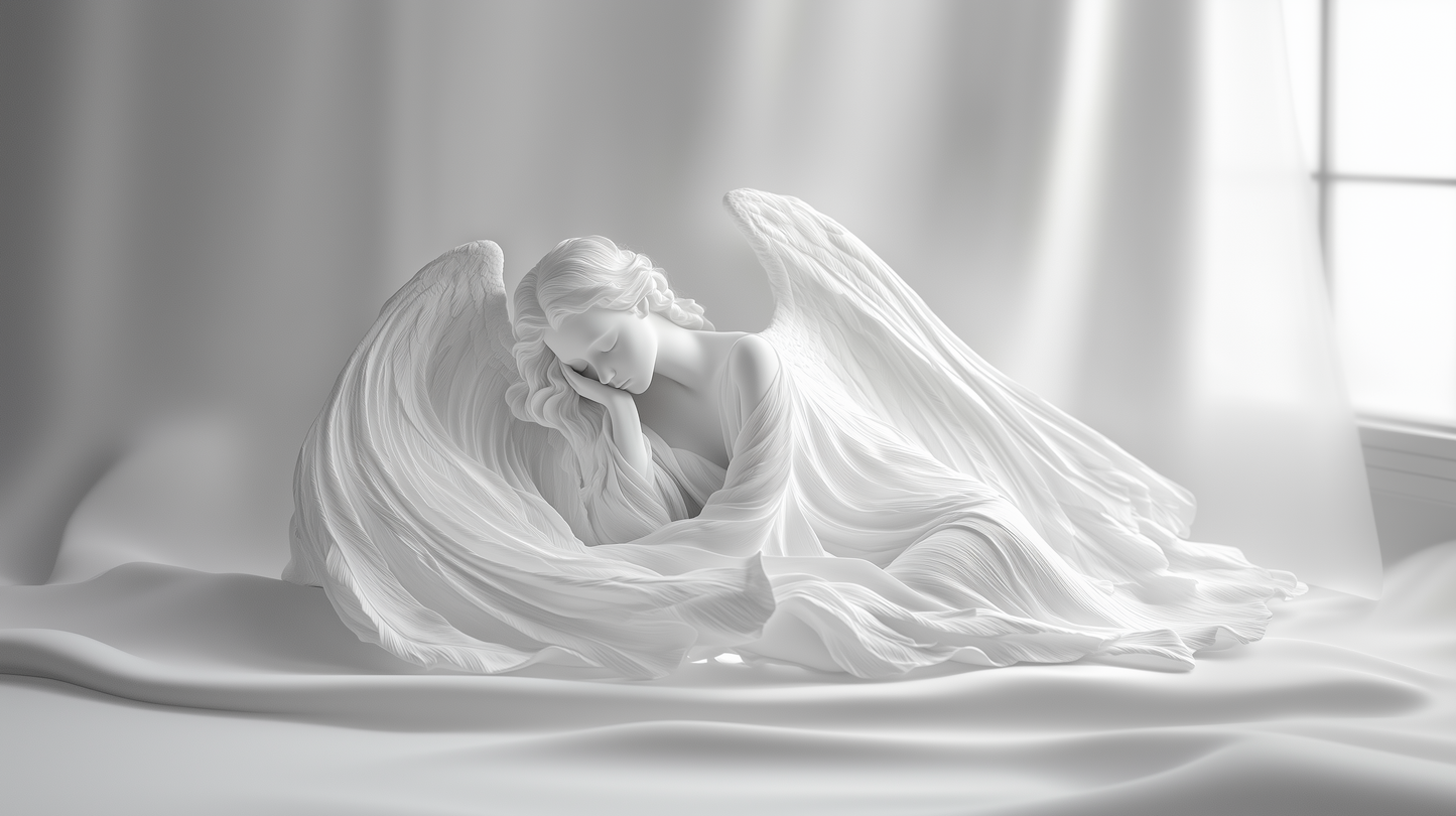 White Silk Thinking Angel