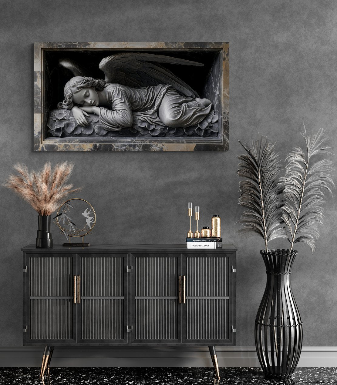 Sleeping Angel Black Marble