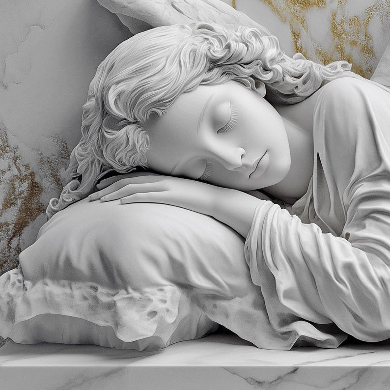 Sleeping Angel White Marble 2