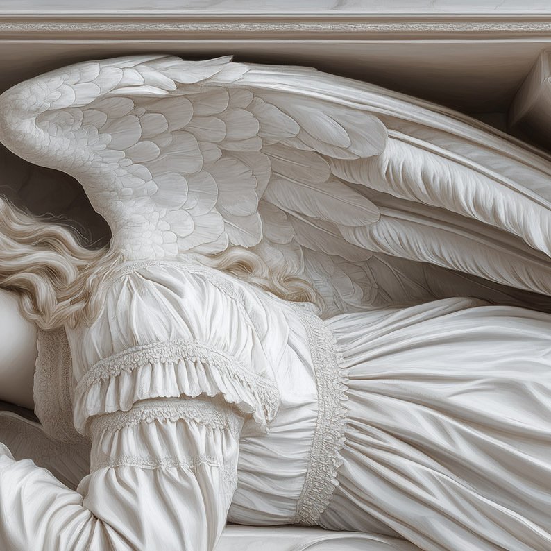 Sleeping Angel White Marble