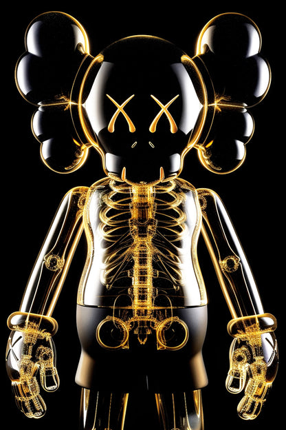 24k Black Shiny Transparent Kaws
