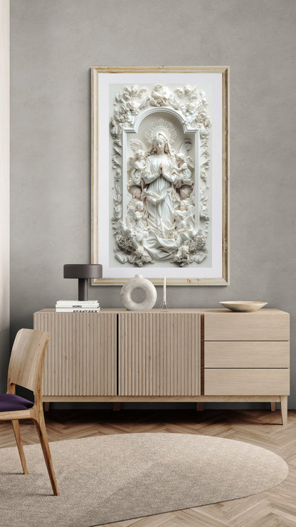 Madonna White bas-relief