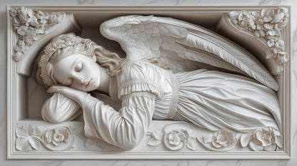Sleeping Angel White Marble