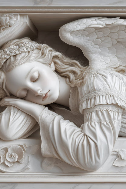 Sleeping Angel White Marble