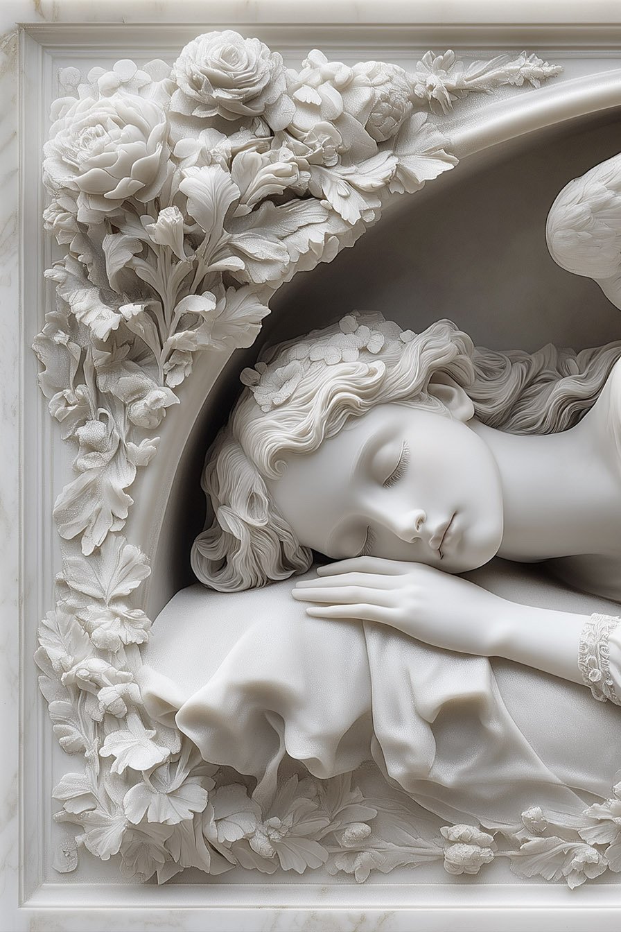 Sleeping Angel White Marble 3