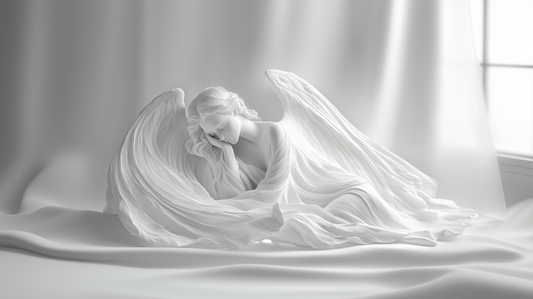 White Silk Thinking Angel